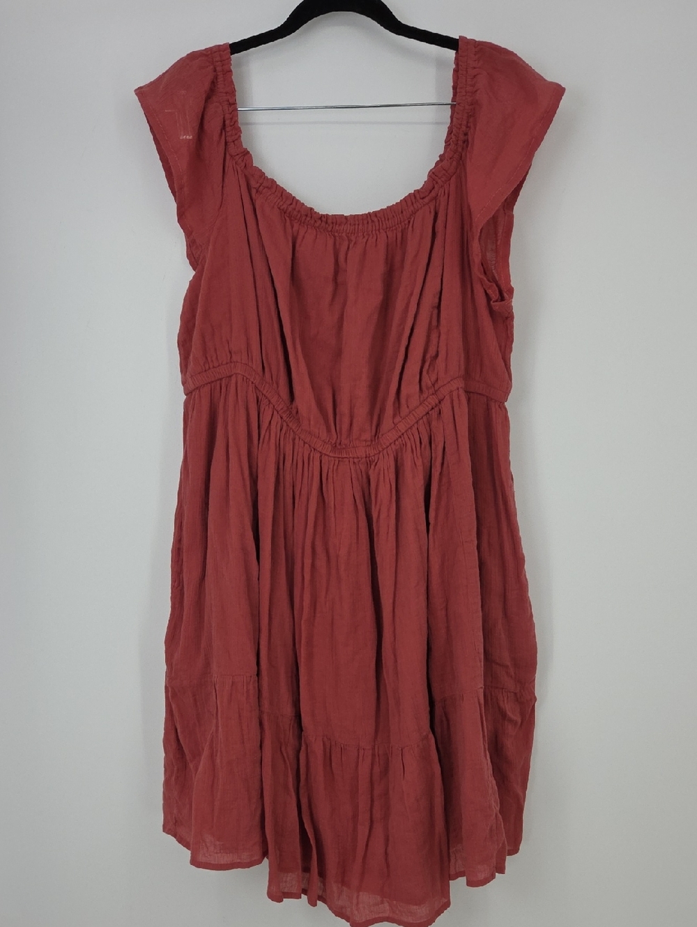 Lane Bryant Rust Coral Smocked Neck Dress